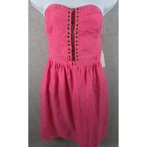 Twelfth St. by Cynthia Vincent S Party Pink Silk Mini Corset Smocked Dress NEW